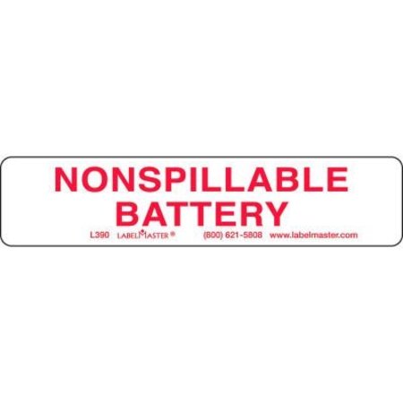 AMERICAN LABELMARK CO LabelMaster® L390 Nonspillable Battery Label 4.5" x 1.00", Paper, 500/Roll L390
